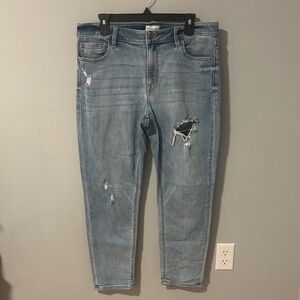 Studio Light Blue Distressed Ripped Ankle Jeans